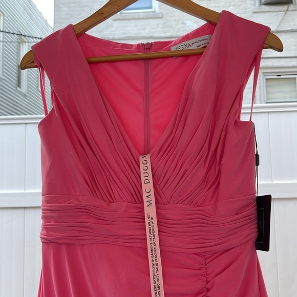 Ieena x Mac Duggal - Candy Pink Jersey Sleeveless Side Ruched Slit Gown Size 4 - Picture 5 of 17